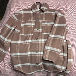 a new day Brown and Cream Plaid Utility Jacket